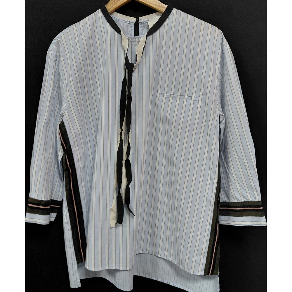 ALYSI Striped Blouse Sleeve Crew Neck 3/4 Sleeve Women See Measurements